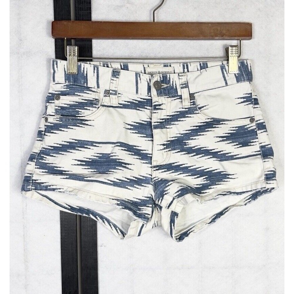 Lauren Ralph Lauren White and Blue Patterned Jean Shorts